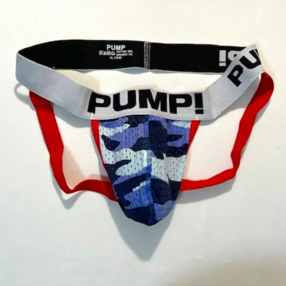 PUMP!  Camo Mesh Jockstrap - Blue Camo/Red/White/Black (186BCJK) - Picture 4 of 13